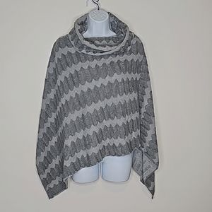 Pullover Poncho Grey Stripe Bohemian Lightweight